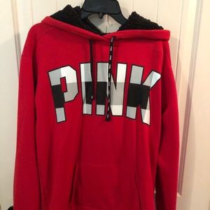Victoria’s Secret PINK plaid Sherpa hoodie